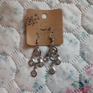 G by Glitter Silvertone Triple Drop Earrings